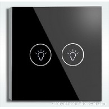 86 style, Crystal tempered glass, 2gang wall switch,touch screen light switch with LED indicator, CE approval,quality assurance